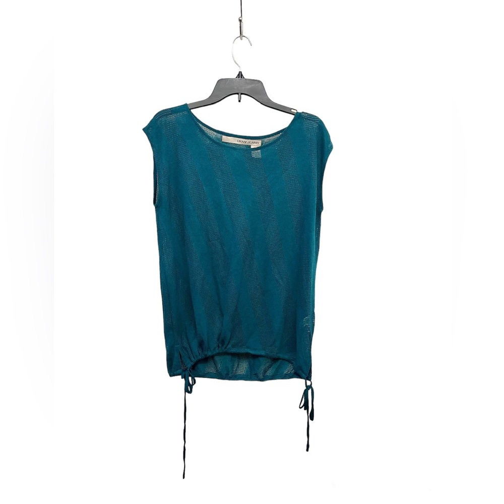DKNY Jeans Blue Crochet Knit Mesh Sleeveless Top